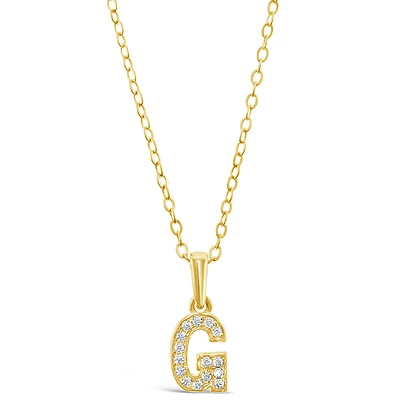 Gold Plated Sterling Silver Cubic Zirconia Initial Necklace