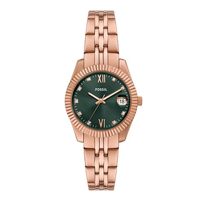 Fossil Scarlette Three-Hand Date Rose Gold-Tone Stainless Steel Watch 152907