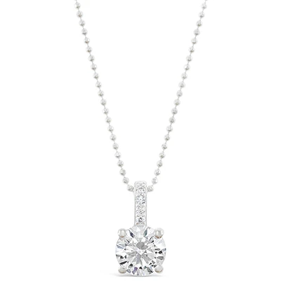 Sterling Silver Round Cubic Zirconia Necklace 147701