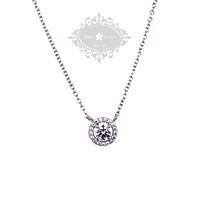 Sterling Silver Cubic Zirconia Round Outline Necklace 143470