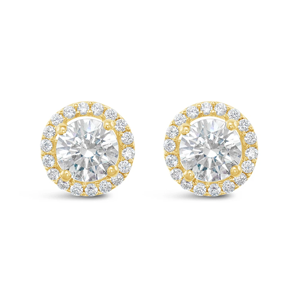 Gold Plated Sterling Silver Cubic Zirconia Round Studs 143467
