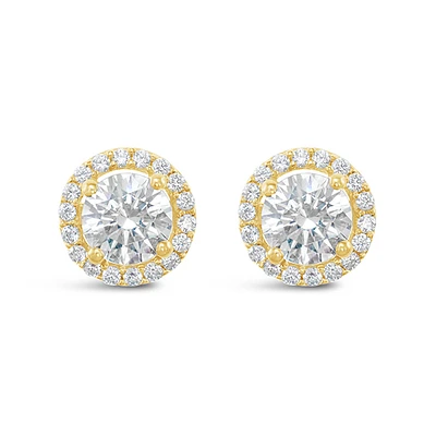 Gold Plated Sterling Silver Cubic Zirconia Round Studs 143467