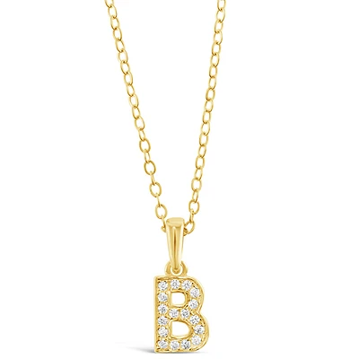 Gold Plated Sterling Silver Cubic Zirconia Initial B Necklace 147935