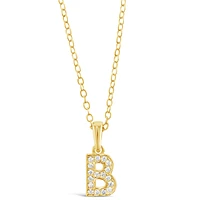 Gold Plated Sterling Silver Cubic Zirconia Initial B Necklace 147935