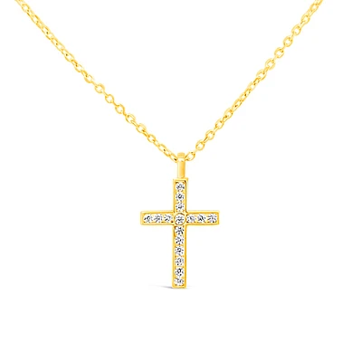 10k Yellow Gold Cubic Zirconia Cross Necklace