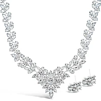 Bridal Silver Cubic Zirconia Necklace & Earrings Set 126687