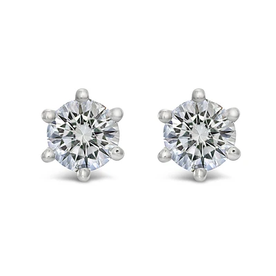 Sterling Silver Cubic Zirconia 8 Hearts 8 Arrows 5mm 6 Claws Studs 122628
