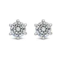 Sterling Silver Cubic Zirconia 8 Hearts 8 Arrows 5mm 6 Claws Studs 122628