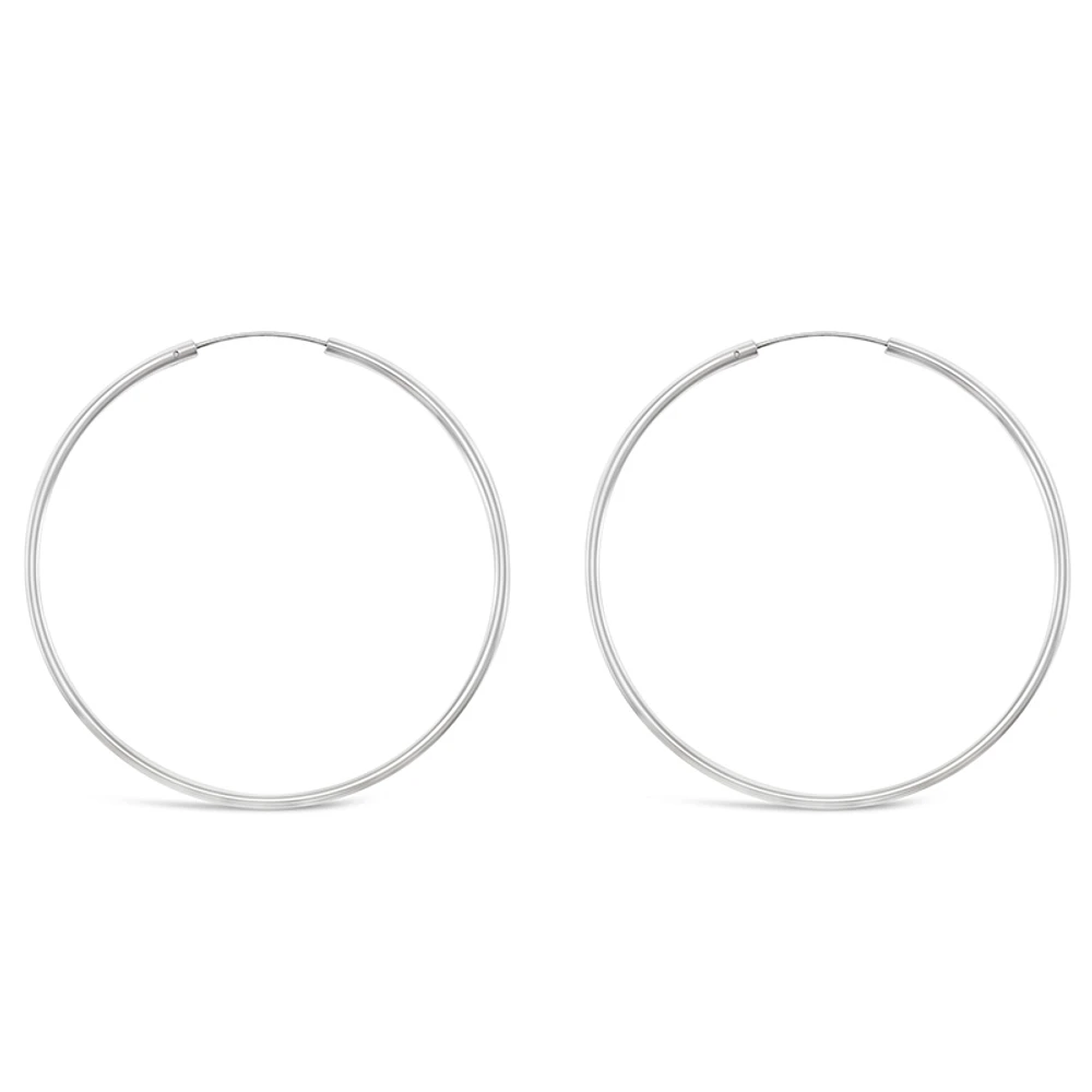 Sterling Silver Plain 60mm Hoops Earrings 129197