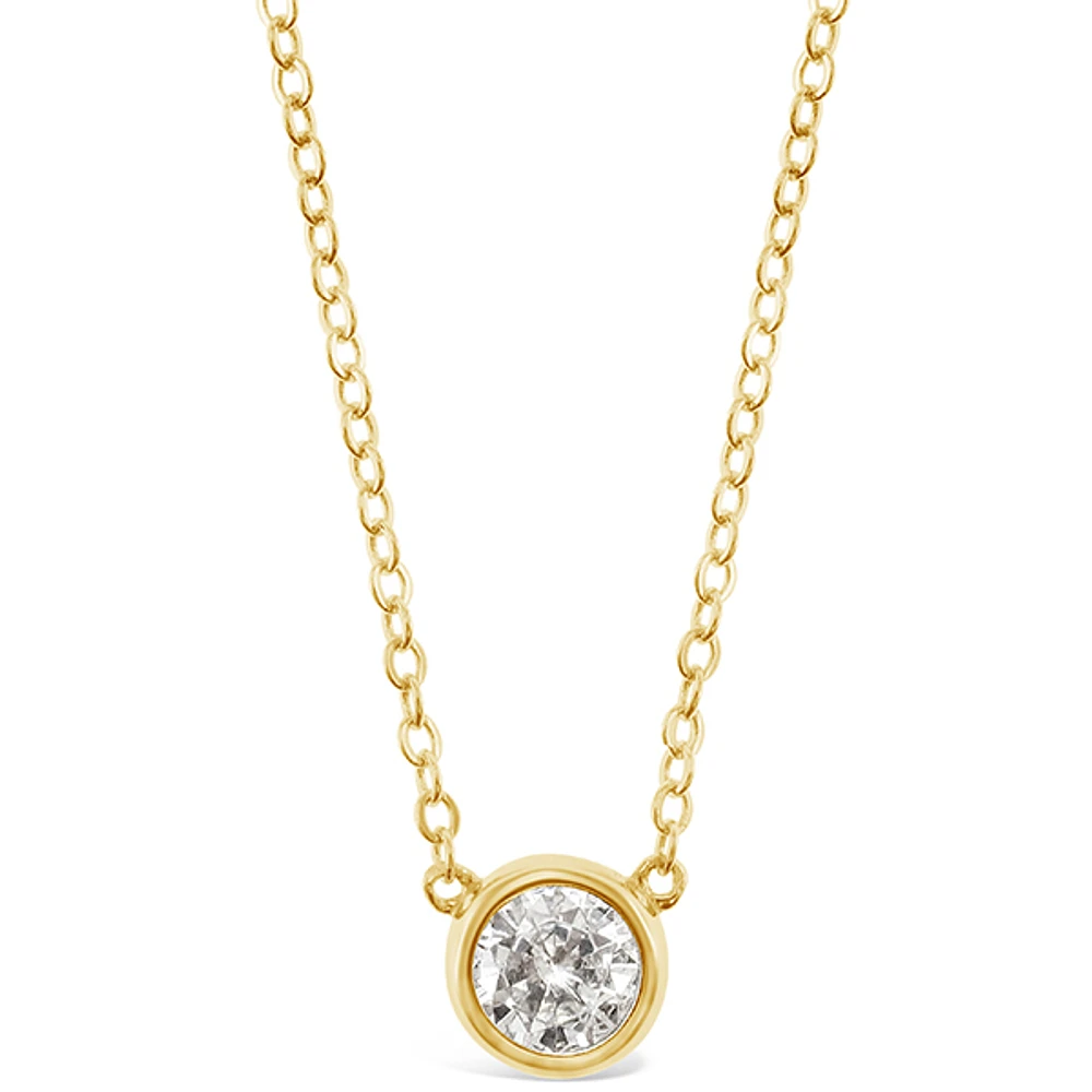 Gold Plated Sterling Silver Cubic Zirconia Bezel Necklace 143399