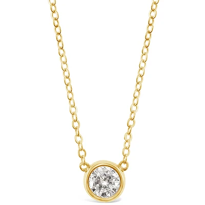 Gold Plated Sterling Silver Cubic Zirconia Bezel Necklace 143399