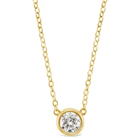 Gold Plated Sterling Silver Cubic Zirconia Bezel Necklace 143399