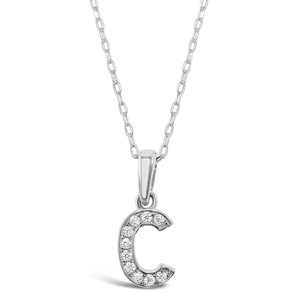 Sterling Silver Cubic Zirconia Initial C Necklace 135919