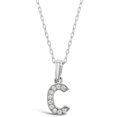 Sterling Silver Cubic Zirconia Initial C Necklace 135919
