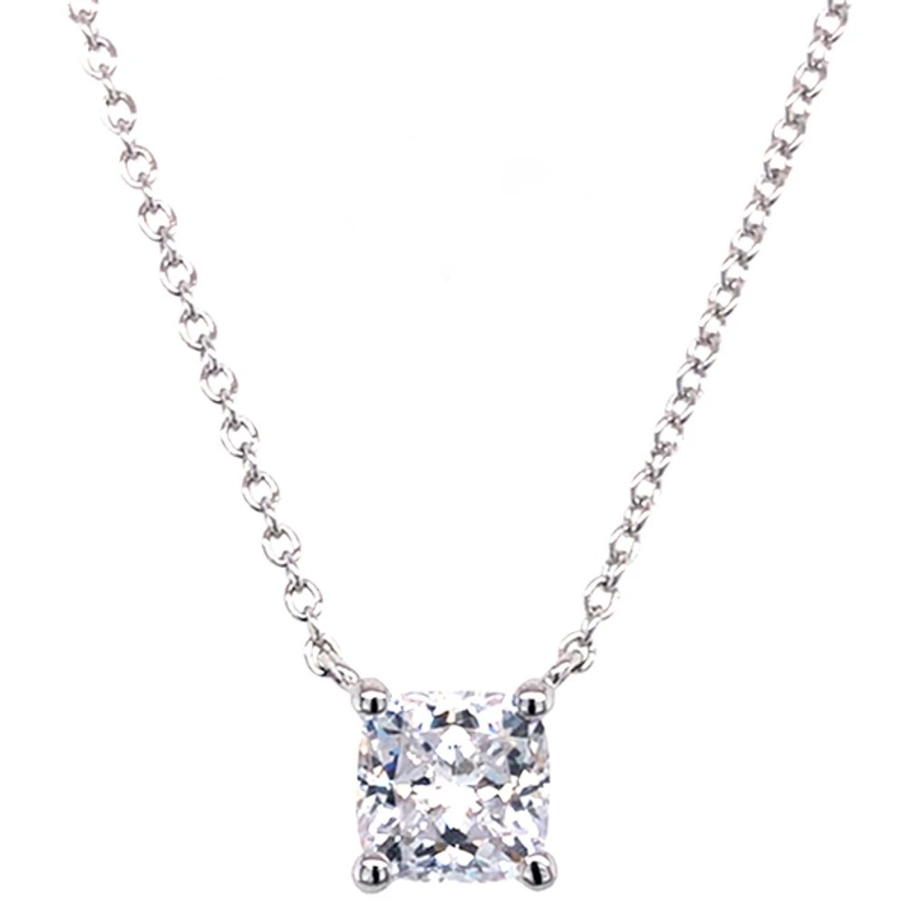 Sterling Silver Cubic Zirconia Cushion Cut 6mm Necklace 143480