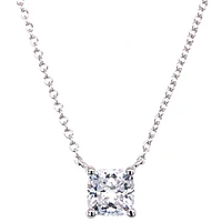 Sterling Silver Cubic Zirconia Cushion Cut 6mm Necklace 143480