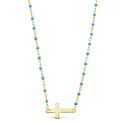 Gold Plated Sterling Silver Cubic Zirconia Cross Necklace 150509
