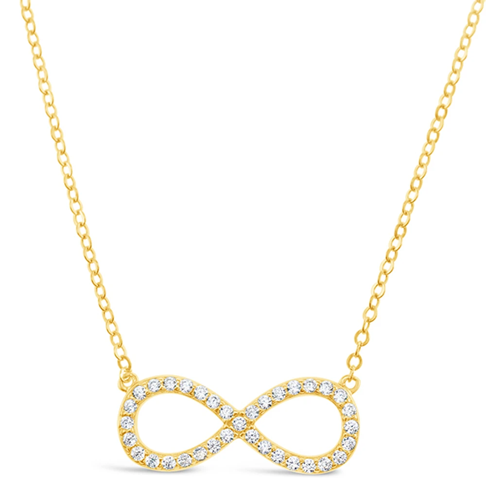 Gold Plated Sterling Silver Cubic Zirconia Infinity Necklace 151230