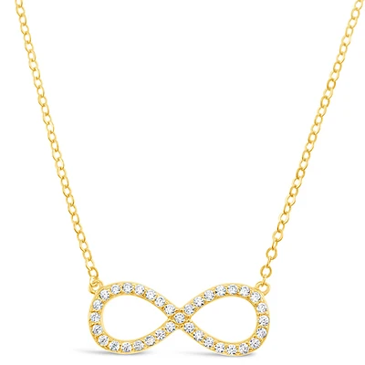 Gold Plated Sterling Silver Cubic Zirconia Infinity Necklace 151230
