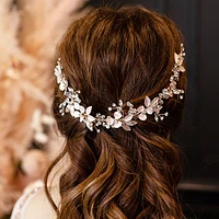 Bridal Rosegold Leaf Hair Vine 142066