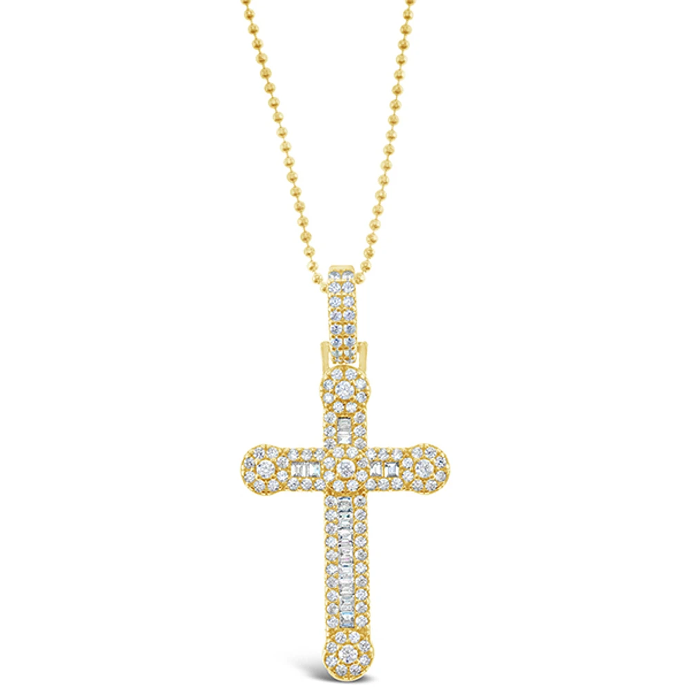 Gold Plated Sterling Silver Cubic Zirconia Cross Necklace