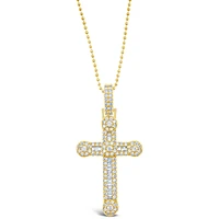 Gold Plated Sterling Silver Cubic Zirconia Cross Necklace