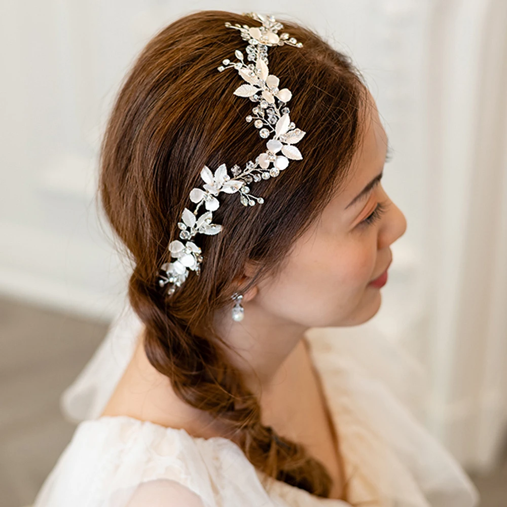 Bridal Silver leaf Hair Vine 142064