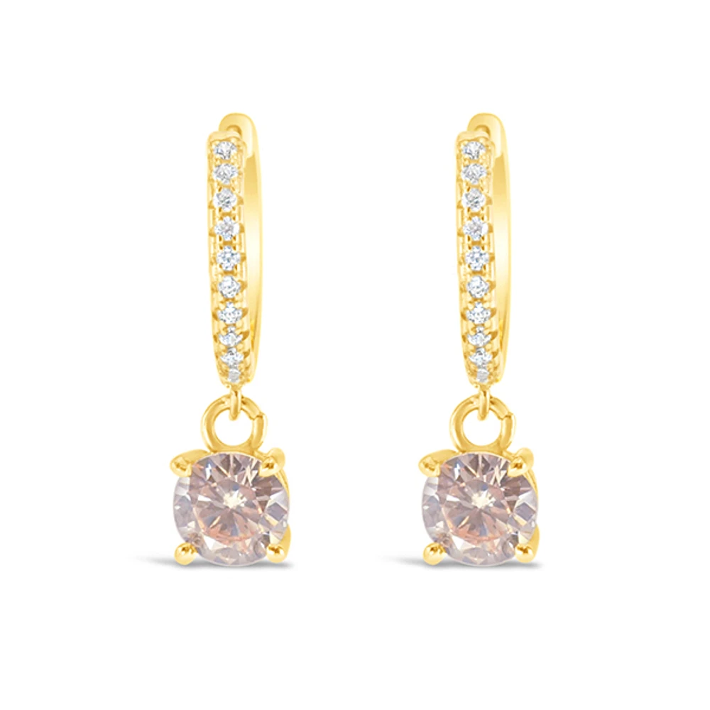 Gold Plated Sterling Silver Cubic Zirconia Huggie Earrings