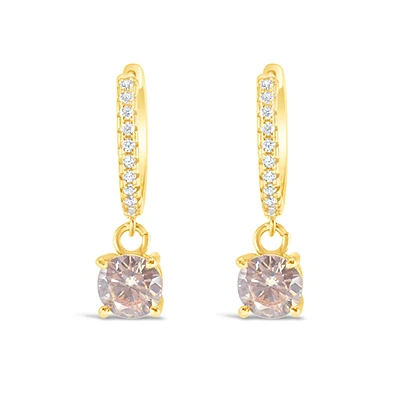 Gold Plated Sterling Silver Cubic Zirconia Huggie Earrings