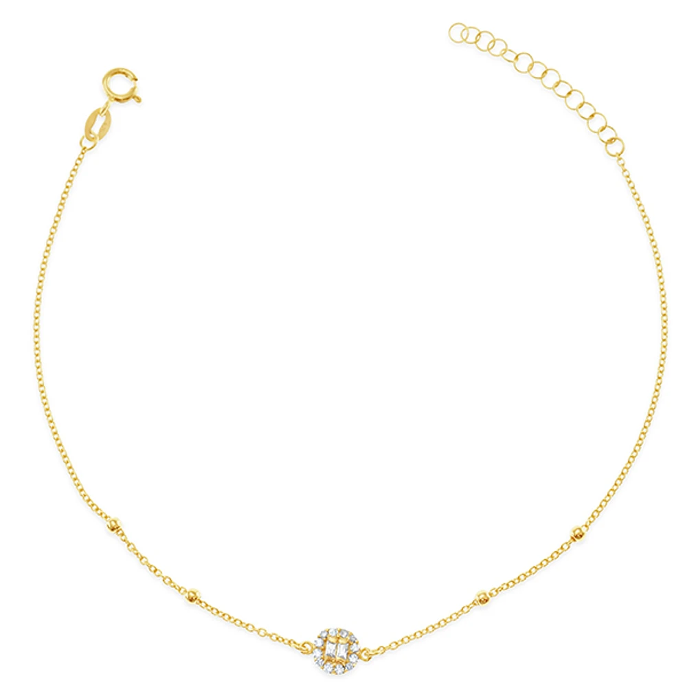 Gold Plated Sterling Silver Cubic Zirconia Anklet 145111