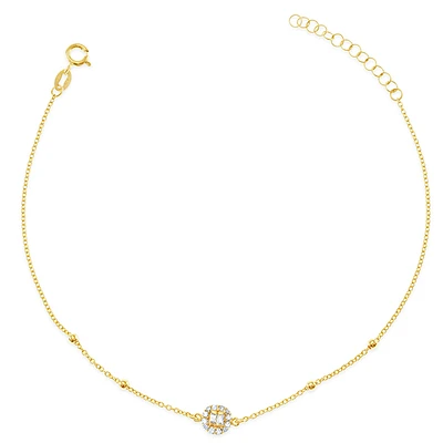 Gold Plated Sterling Silver Cubic Zirconia Anklet 145111