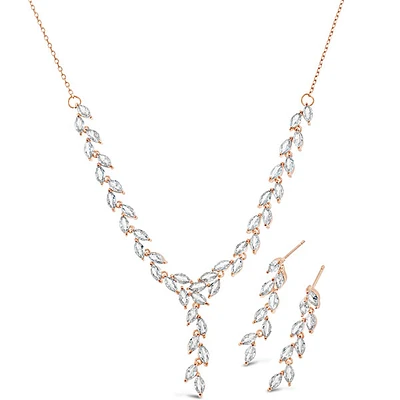 Bridal Rosegold Cubic Zirconia Necklace & Earrings Set