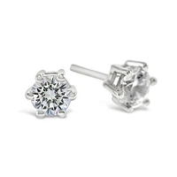 Sterling Silver Cubic Zirconia 8 Hearts 8 Arrows 5mm 6 Claws Studs 122628