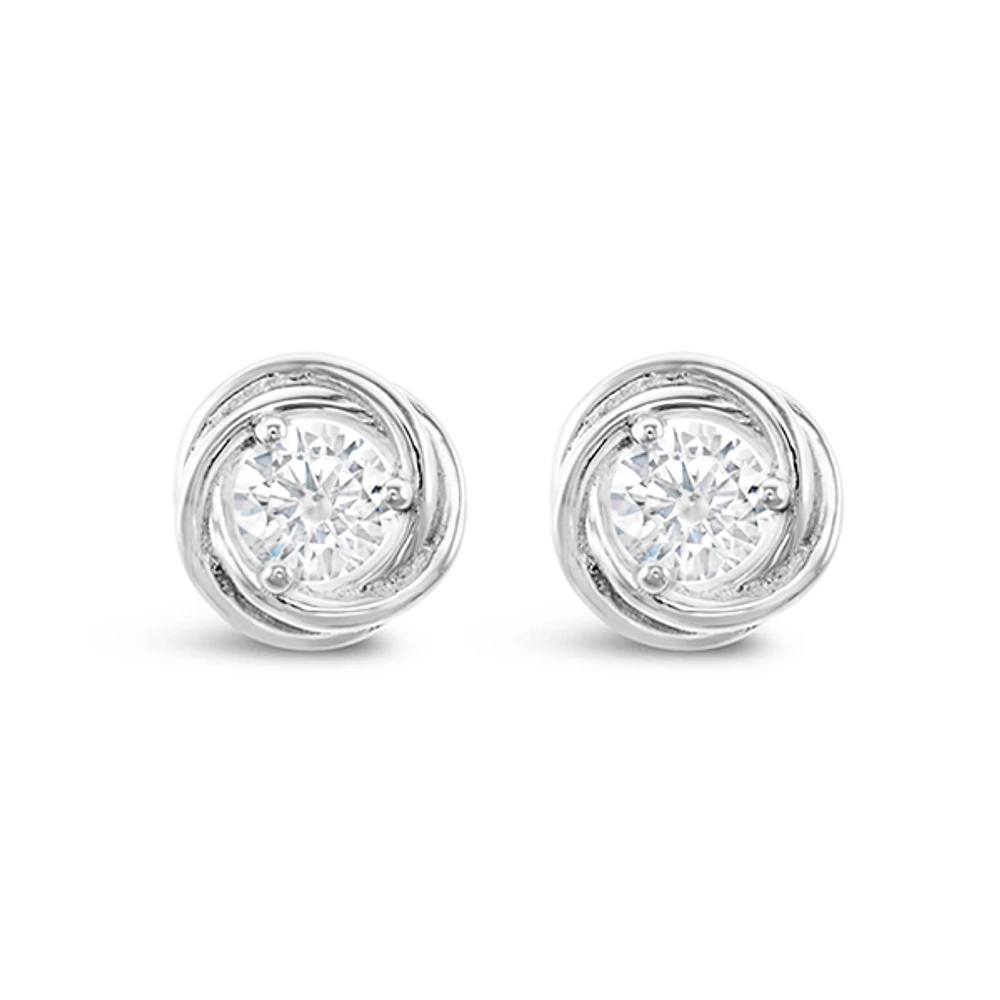 Sterling Silver Twist Cubic Zirconia Earrings 153085