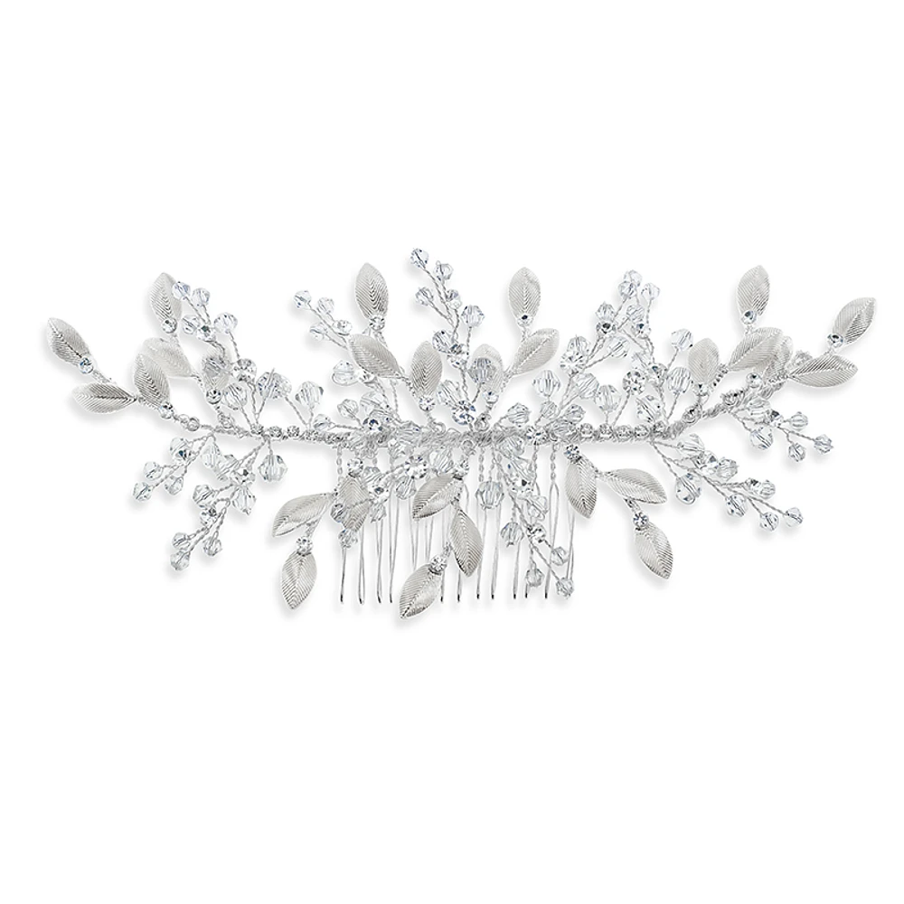 Bridal Silver Leaf Hair Comb 142067