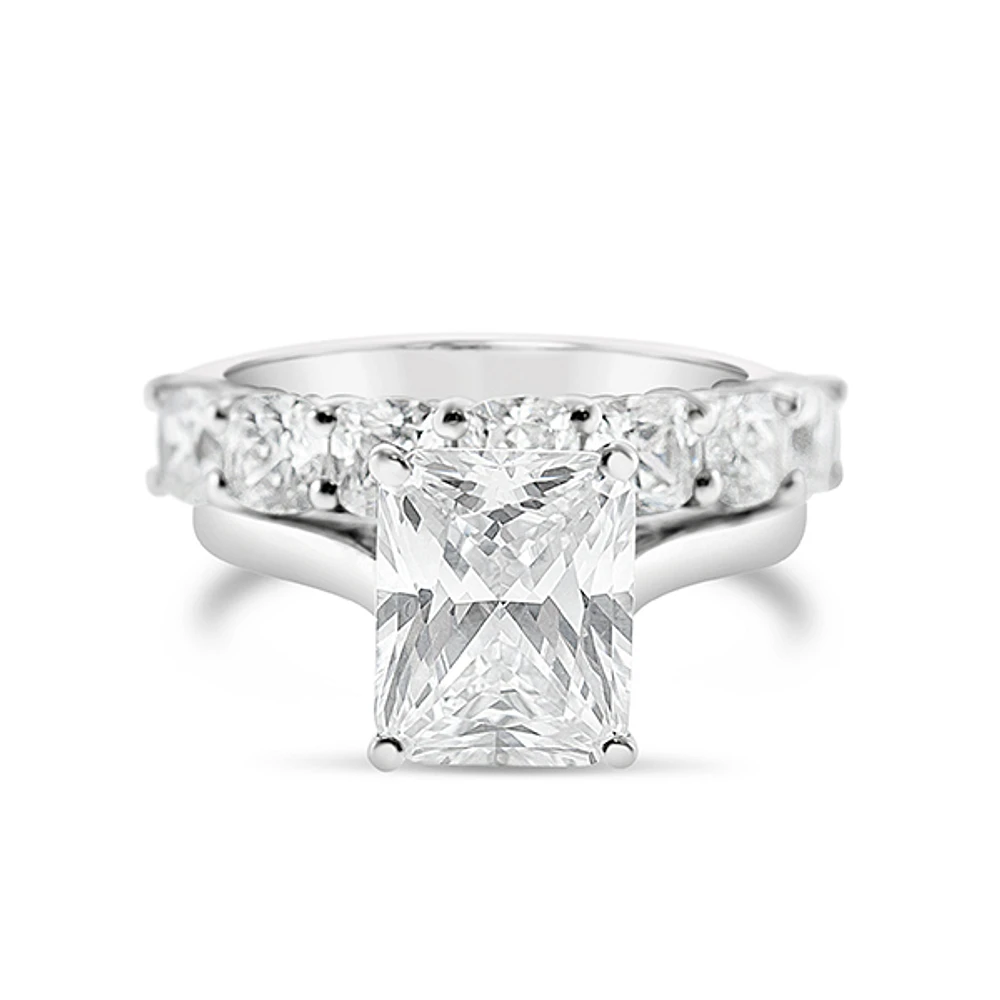 Sterling Silver Cubic Zirconia Radiant Cut Set Ring 143486