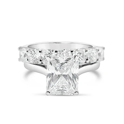 Sterling Silver Cubic Zirconia Radiant Cut Set Ring 143486