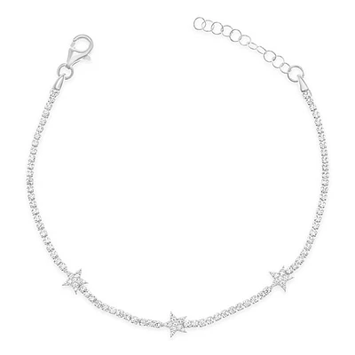 Sterling Silver Cubic Zirconia Star Bracelet 149866