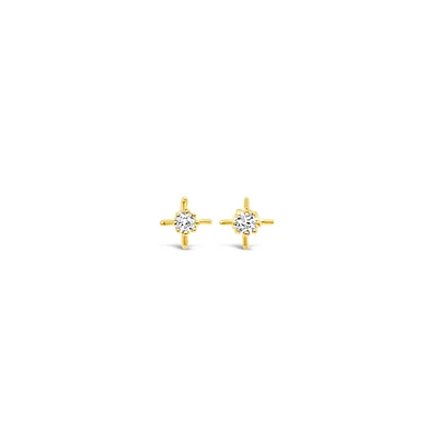 10k Yellow Gold Cubic Zirconia Studs Earrings