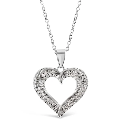 Sterling Silver Cubic Zirconia Heart Necklace 133258