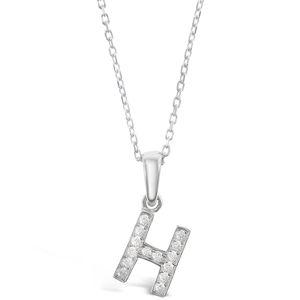 Sterling Silver Cubic Zirconia Initial H Necklace 135924
