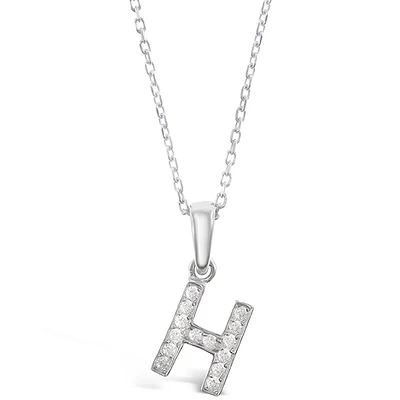 Sterling Silver Cubic Zirconia Initial H Necklace 135924