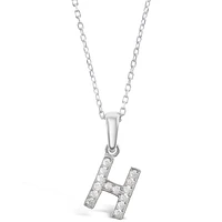 Sterling Silver Cubic Zirconia Initial H Necklace 135924