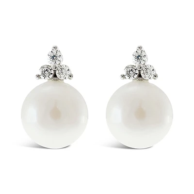 Sterling Silver Cubic Zirconia Pearl Earrings 143286