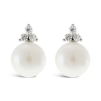 Sterling Silver Cubic Zirconia Pearl Earrings 143286