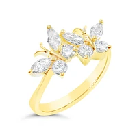 Gold Plated Sterling Silver Cubic Zirconia Butterfly Ring