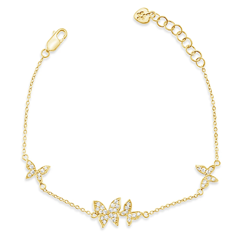 Gold Plated Sterling Silver Cubic Zirconia Butterfly Bracelet 146644