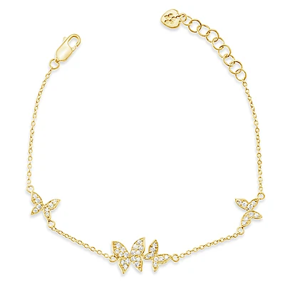 Gold Plated Sterling Silver Cubic Zirconia Butterfly Bracelet 146644