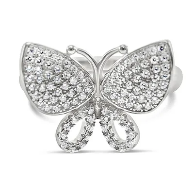 Sterling Silver Cubic Zirconia Butterfly Ring
