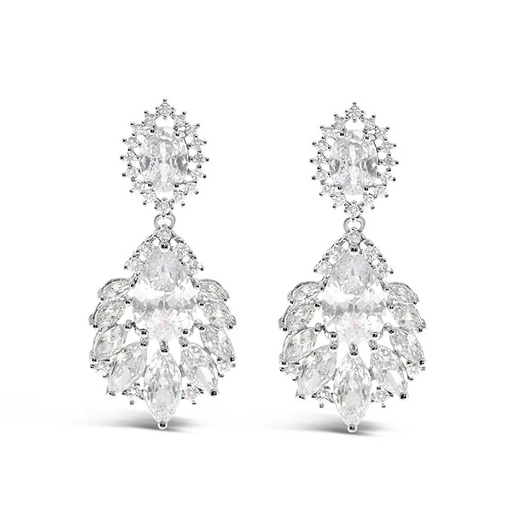 Bridal Silver Cubic Zirconia Drop Earrings 145944